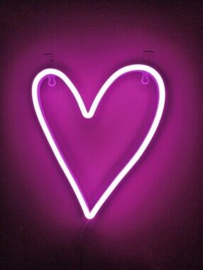 Pink Heart Neon Light Wall Decor Piece With 6.5 Ft. USB Cord